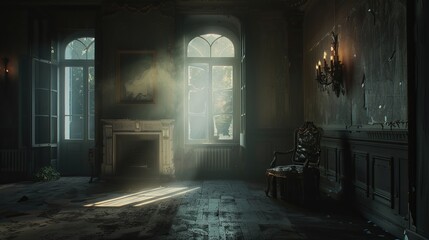 Wall Mural - Moody, atmospheric lighting and shadow play add drama and intrigue to the composition