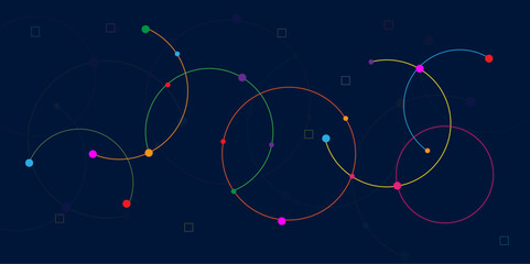 Vectors Blue Big data visualization, Plexus circles connection for global communication, science and technology background design.