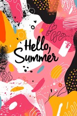 Poster - Abstract vector summer sale banner with  hello, summer  text for vibrant design illustration
