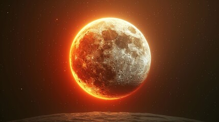Wall Mural - eclipse: a 3d illustration of a lunar eclipse, with the earth between the sun and the moon