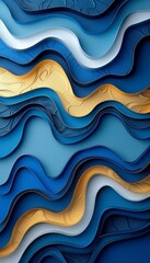 Poster - golden abstract layers on blue background creative banner design with space for copy