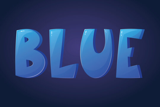 Vector isolated inscription, word Blue. Cartoon funny hand drawn lettering.