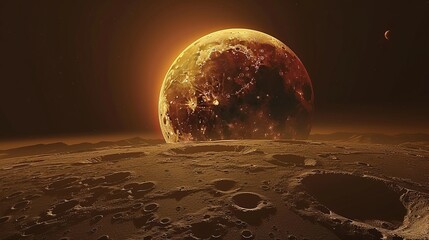 Wall Mural - moon: a 3d animation of a lunar eclipse, showing the gradual darkening of the moon