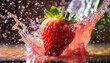 Strawberry Splashing Into Water. Generative AI