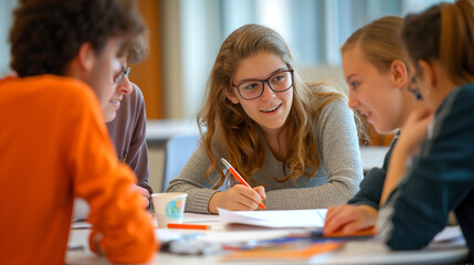 Students organizing a study buddy system to provide peer support during exam season. Knowledge, study, friendship, respect for each other, education