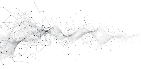 Poster - Abstract connection lines and dots form a background network in the style of communication technology with a digital global concept on a white background in a vector illustration 

