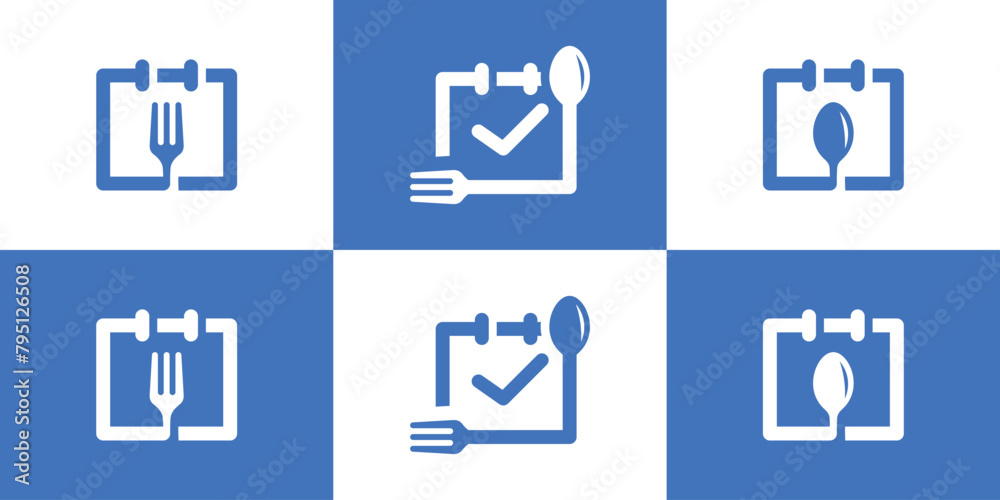 Simple Calendar Food Logo. Meal Schedule Logo. Calendar and Spoon Fork ...