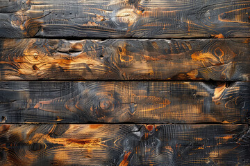 Canvas Print - A photorealistic image of old wooden planks, showcasing the texture and grain patterns in various shades of brown and grey. Created with Ai