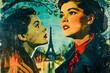 Affiche de cinéma rétro, couverture de roman vintage