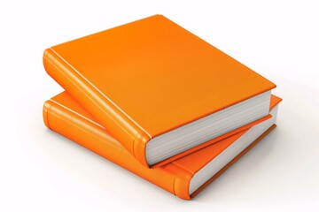 two orange books on a white background