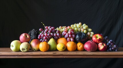 Wall Mural - Artistic arrangement of fruits captured in a professional studio setup