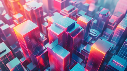 vibrant 3D illustration of blockchain