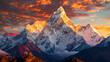 View of Mount Ama Dallam and Lhotse at sunrise 