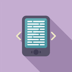 Poster - reading on new device icon flat vector. online bookstore. ebook app learning