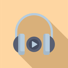 Canvas Print - Headphones listen audio book icon flat vector. Online bookstore. Media education