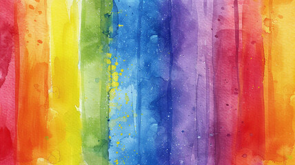 Wall Mural - Watercolor rainbow stripes on textured paper background