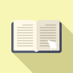 Poster - click on digital book icon flat vector. online reading. teaching public