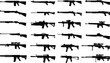 set of weapons collection of silhouettes on white background vector