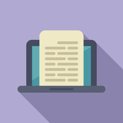 Poster - working remote reading article icon flat vector. laptop screen. online education