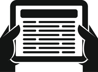 Poster - handle ebook icon simple vector. reading digital information. science teaching