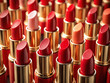 a lot of bright red lipsticks. Makeup concept