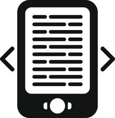 Poster - reading on new device icon simple vector. online bookstore. ebook app learning