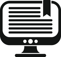 Poster - monitor book reading from bookmark icon simple vector. digital literature. social culture