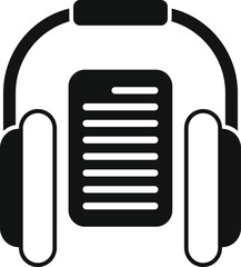 Poster - listen new audiobook icon simple vector. online bookstore. public literature