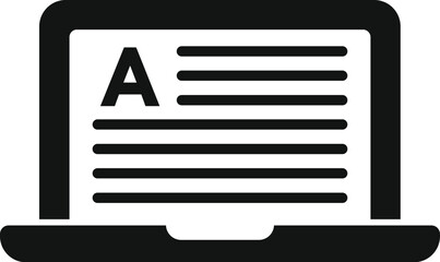 Poster - new reading article icon simple vector. laptop screen. online education