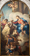VICENZA, ITALY - NOVEMBER 7, 2023: The painting of Madonna of Scapular wih the St. Simon Stock and St. Jospeh in church Chiesa di San Marco by  Antonio Balestra (1666-1740)
