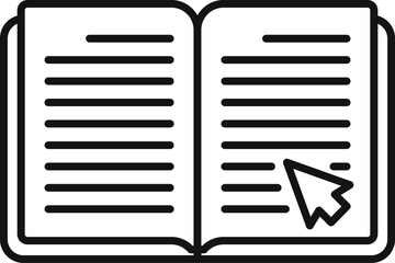 Poster - Click on digital book icon outline vector. Online reading. Teaching public