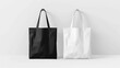 two blank white and black tote bag mockup. - blank for design.