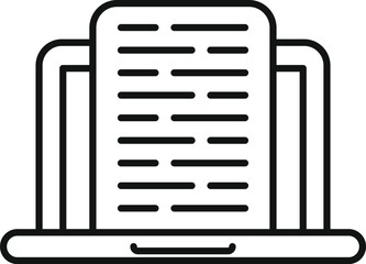 Poster - working remote reading article icon outline vector. laptop screen. online education