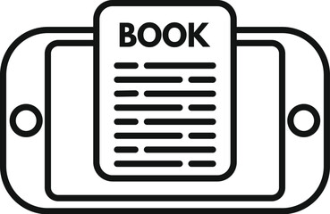 Poster - Device online book icon outline vector. Literature learn. Study science app