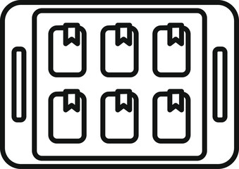 Poster - Digital online books stack icon outline vector. Network reading. Screen study