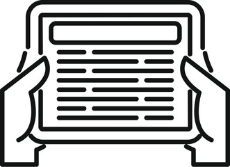 Poster - Handle ebook icon outline vector. Reading digital information. Science teaching