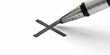 close up a pen writing on paper with cross marks icon isolated white background,cancel symbol	
