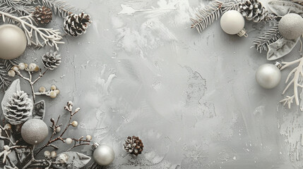 Wall Mural - A tranquil silver background with festival decorations on the left side.