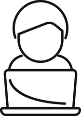 Poster - Guy laptop reading icon outline vector. Study online media. Digital education