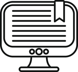 Poster - Monitor book reading from bookmark icon outline vector. Digital literature. Social culture