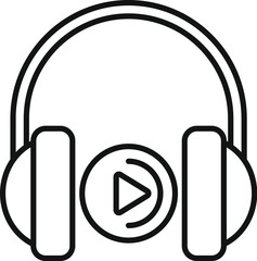 Poster - Headphones listen audio book icon outline vector. Online bookstore. Media education