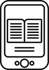 Sticker - Modern ebook reader icon outline vector. Online literature. Digital reading