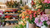 Fototapeta Storczyk - A flower shop with a variety of flowers on display