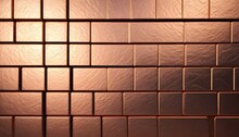 Squares Pattern Even Solid Smooth Polished Shiny Rose Gold Slab Tile Texture