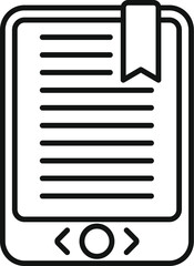 Poster - Ebook device with bookmark icon outline vector. Digital reading. Online teaching