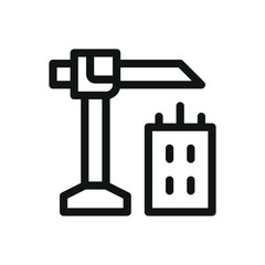 Poster - Construction crane isolated icon, property development vector symbol with editable stroke