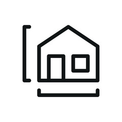 Poster - House size isolated icon, house dimensions vector symbol with editable stroke