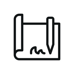 Poster - Signed technical document isolated icon, building plan approval vector symbol with editable stroke