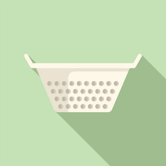 Poster - Prepare colander drain icon flat vector. Cooking accessory. Water element