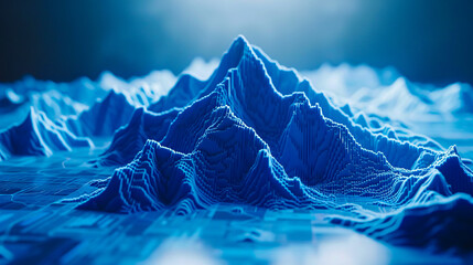 Wall Mural - Digital Landscape with Technology Grid, Futuristic Mountain Terrain, Abstract Design